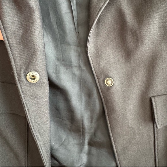 EXPRESS STRUCTURED BLAZER JACKET POCKETS STRETCHY NEW BELTED BLACK OFFICE NIGHT - Picture 4 of 9